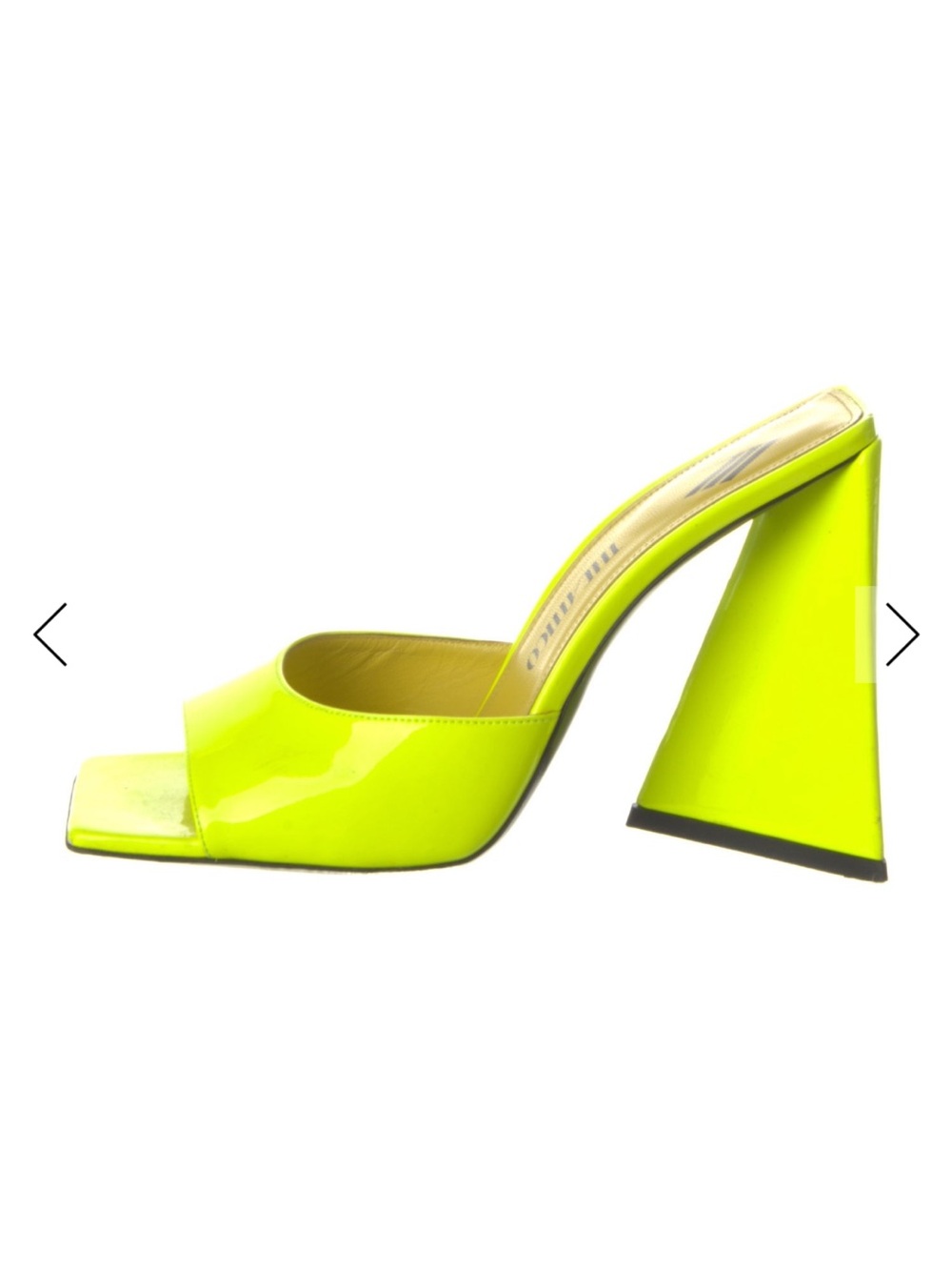 The Attico Neon Yellow Patent Flared Block Heel Mules